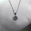 100% Real 925 Solid Silver Pendant Necklace Round Luxury 8mm 2.0ct Zirconia Diamond Fine Jewelry For Women Gift
