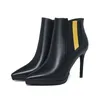 Hot Sale- Luxe Vrouwen Jurk Party Datum Avond Boots Stiletto Hoge Hakken Sexy Lederen Enkellaarzen Herfst Winterschoenen 41