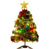 Tabletop Xmas Tree Artificial Mini Christmas Pine Tree with LED String Lights Desktop New Year Decoration 50cm JK2010XB