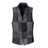 Printemps Couture Rétro Patch Plaid Laine Casual Slim Gilet pour Hommes De Mariage De Style Européen Marque Costume Gilet M242 Y201026