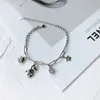 Bracelets Ins Japanese and Korean personality Bear Bracelet women's 925 Sterling Silver smiling Pendant Bracelet doll face star doll Pendant