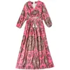 Casual jurken Zuoman dames lente lange elegante jurk festa hoogwaardige vintage bohemian party robe femme lantaarn mouw ontwerper vestidos