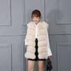 Real Fur Vest Coat Women Winter 70CM Waistcoat Light Gray for Female Short 211220