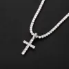 Men Women Gold Silver Copper Material Iced Out Zircon Cross Pendant Necklace Chain Fashion Hip Hop Jewelry