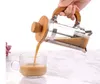 Caffettiera in acciaio inossidabile con pressa francese da 350 ml con coperchio e manico in bambù Bollitori portatili in vetro per tè durevoli