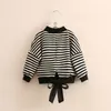 Pull Automne Printemps 3 4 6 8 10 12 Ans Enfants O-cou Tricoté Pull Coton Blanc Noir Pull Rayé Pour Enfants Bébé Filles 220919