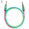 3.5mm Male To Male Audio Aux Cable 1m Rainbow Round Bullet Car Aux Cable for IPhone 6 Xiaomi HTC Huawei MP4 Car Aux Cord