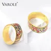 VAROLE Colorful Enamel Bangle Armband Gold Color Cuff Bracelets Bangles For Women Accessories Fashion Jewelry Gifts