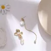 Hoop & Huggie Simple Temperament, Flowers Silver Needle Earrings, Acrylic Pearl Tassel Earrings Pendant