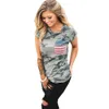 T-shirt con bandiera americana stampata mimetica moda-moda T-shirt casual estiva a maniche corte o collo