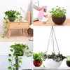 OOTDTY Beautiful Round Plastic Flower Pot Garden Plant Chain Woven Wicker Hanging Planters Balcony Decoration Y200723