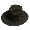 Fedora sombreros de fieltro mujeres hombres sólido con banda cinturón Panamá jazz gorras invierno sombreros cinturón vintage casual formal negro camello mujeres sombreros