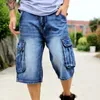 Jeans pour hommes Marque Hommes Grande Taille Lâche Baggy Court Pour Hommes Hip Hop Denim Pantalon Rock Bleu Poche Pantalon Cargo Droit Man1222t