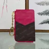 Fashion Keychains Card Holder Recto Verso Womens Mini Zippy Wallet Coin Purse Bell Belt Charm Key Pouch Pochette Accessoires 69431 210L