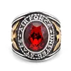 Officiers noirs vintage United States US Force Ring Aiveless en acier inoxydable Silver Gold Retro Antique Men's American Soldiers Military Eagle Rings Ruby Red Stone Bijoux