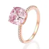 Shipei 925 Sterling Gümüş Radyant Pembe Mugaralandırılmış Moissanite Elmaslar Taş Düğün İnce Mücevher Nişan Gül Altın Yüzük J0112255I