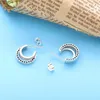 New 925 Sterling Silver Earrings Shiny Double Ring Interlaced Romantic Earrings Suitable For Original European Female Jewelry5049537