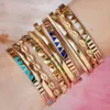 Bracelet de couleur or pour femmes, Micro pavé arc-en-ciel, CZ coloré, tendance, bijoux féminins, diamètre intérieur 60MM, 2021