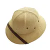 Novelty Toquilla Straw Helmet Pith Sun Hats for Men Vietnam War Dad Boater Safari Jungle Miners Cap B-8268