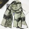 Nouveau style double couche conception impression dentelle taille 180cm - 65cm 100% soie matériel longs foulards châle foulard en soie pour femmes
