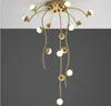 Nordic copper LED chandelier modern minimalist duplex floor decoration light luxury living room dining room chandelier lighting