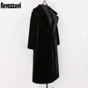 Nerazzurri Long Womans Plus Size Size Faux Rabbit Pur Coat amarelo preto preto colorido de cor macaco macio de pelúcia feminina de peles feminino casacos de inverno 201214