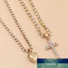 Mode Goud Zilver Kleur Crystal Cross Cross Asylum Simple Hanger Kettingen voor Vrouwen Ketting Vrouw