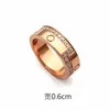 Fashion Lady 316L Titanium steel Single Rows Full Diamond Screws Wedding Engagement 18K Gold Plated Rings 3 Color Size6-9