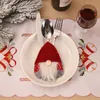 クリスマスの装飾10ピースの装飾的な食器ミニキャップポケットナイフフォークスプーンホルダーテーブルのクマのためのテーブルの装飾