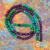 Beaded 6mm 108 Prayer Beads Mala Necklace or Bracelet Lotus Buddhist Charm Mala Jewelry Amethysts & Chrysocolla Beaded Bracelet Women B12