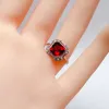 Xinyipeng Real Natural Garnet Ring 925 Sterling Prata Branco Branco Banhado Ouro Jóias De Casamento Para As Mulheres J0112