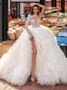 Gorgeous White Tulle Wedding Dress A Line One Shoulder Robe De Mairee Sexy Gown High Slit Bridal Dresses Vestido De Novia