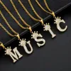 Collar con letras de corona de circón para mujeres y hombres, colgante con alfabeto inicial de Hip Hop, gargantilla con cadena, colgante, collar, regalo de joyería