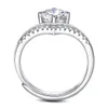 Anello regolabile Moissanite da 1 carato Donna Argento puro 925 a forma di cuore Vitoria Accessori da sposa alla moda Gioielli con certificato