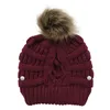 High Quality Womens Outdoor Mask Knitted Hat Stretchy Weave Winter Split Wool Hats Caps