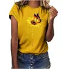 Camiseta de impresión de girasol 3D de las mujeres, camiseta de cuello redondo de manga corta suelta, cómoda y suave, moda de verano, XXS-6XL multifunción