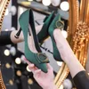 donna classico verde punta a punta slip on tacco a spillo pompe lady fashion dolce autunno ufficio scarpe tacco alto a6661