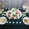 90cm Table de conférence de fleurs artificielles Rangée de fleurs Rose Lily Hortensia Feuille de mariage Décor de table Centres de table Coureur de fleurs 201222