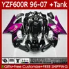 바디 키트 yamaha yzf600r thundercat yzf 600r 600 R 1996-2007 Bodywork 86no.183 장미 화염 YZF-600R 96 97 98 99 00 01 YZF600-R 02 03 04 05 06 07 OEM 페어링 + 탱크 커버