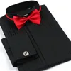 Męska francuska mankietowa koszula Tuxedo Solid Color Wing Tip Kolejka Koszulka Mężczyzn Długie rękawowe koszule Formalne ślubne oblubieńce 201124