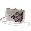 Designer-Butterfly Plain Crystal Dames Avond Koppelingen Tassen Bruids Handtas Dames Bruiloft Clutch Portemonnee voor Bruid Cocktail Party Handtas