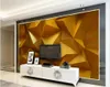 Golden 3D stereo geometric wallpapers TV background wall 3d murals wallpaper for living room