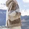 Laine mélanges veste femmes manteau d'hiver décontracté femme en peluche Patchwork poche à fermeture éclair manteaux à capuche vêtements d'extérieur amples veste pour femme