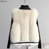 Nouveaux gilets de fourrure naturels longs gilets de fourrure réels de gilets d'hiver avec un véritable rivet en cuir vestes féminines 5382188