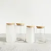 Personlig 12oz Clear Glass Cup Tumbler Sublimation Soda Pop Can DIY Matte Kaffe Mjölk Mugg Med Bamboo Lå Juice Halmkoppar
