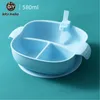 Детские силиконовые кормления комплект питания детское блюдо еда тарелка водонепроницаемый нескользящая младенческая подавая посуда, питьевая чаша с соломой LJ201221