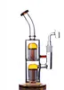 9,8 Zoll Glas Wasserbongs Wasserpfeifen Rauchwasserpfeife Heady Dab Recycler Bohrinseln Doppelarm Baum Perc mit 14 mm Banger