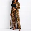Clocolor Women Suit Sets Sexy Leopard Print Ladies Spring Autumn Long Sleeve Coat & Pantsuits Casual Fashion Trouser Outfits LJ201126