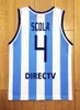 Maglia da basket personalizzata Luis Scola # 4 stampata bianca blu Qualsiasi nome Numero Taglia XS-4XL Maglie