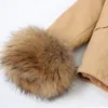 Maomaokong Khaki Короткий цвет Parka Winter Jacket Женщины Parkas Real Fur Coat Натуральный еновый еновый мех капюшона